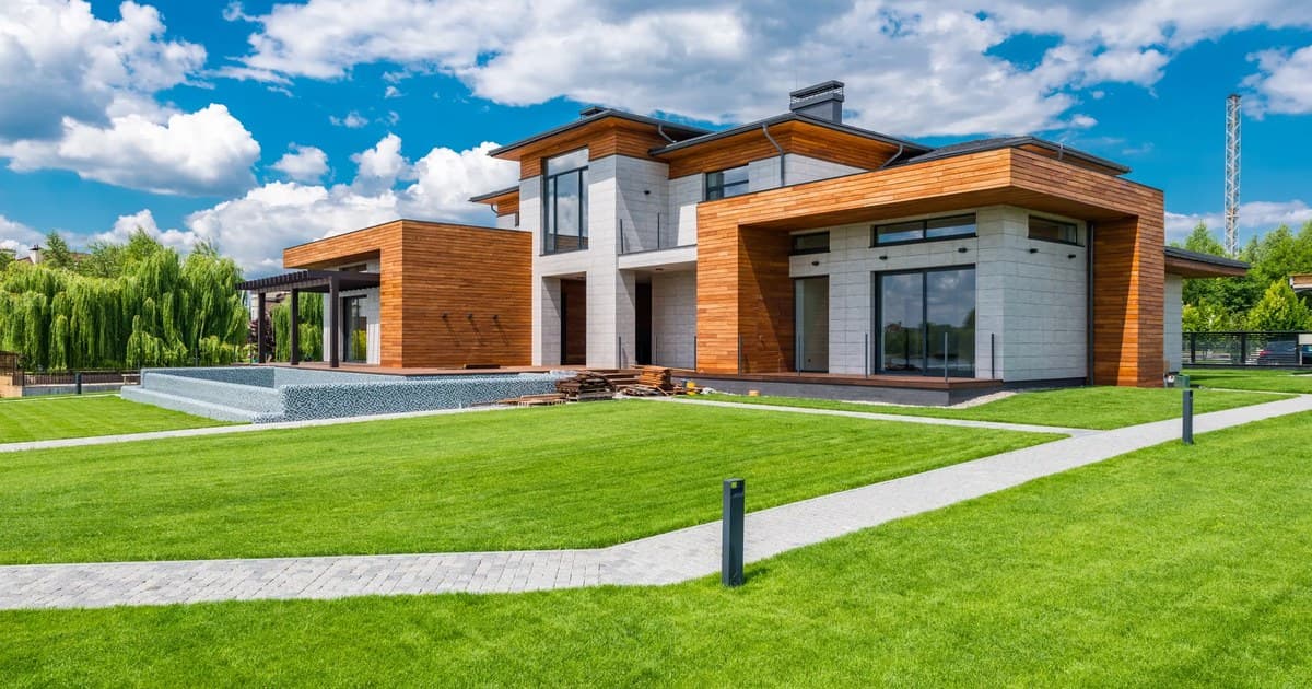 Modern house with manicured lawn in a developed Lahore residential society