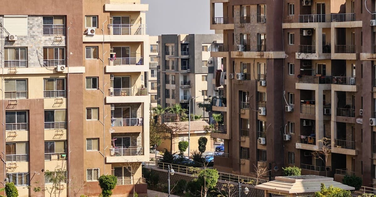 Modern apartment buildings with balconies in a residential complex